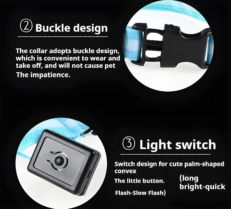 Keep your pet visible at night with this LED safety collar.