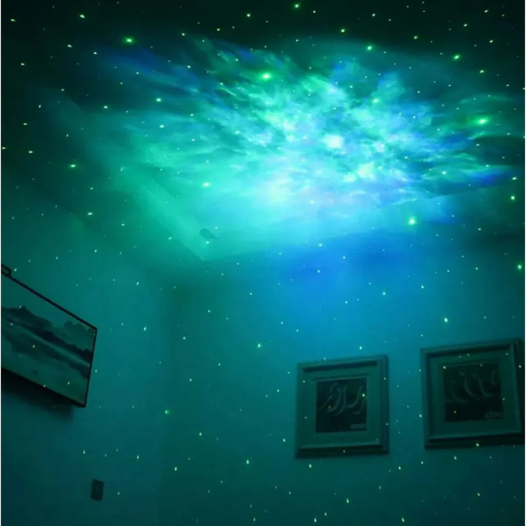 Astronaut-themed galaxy star projector with colorful nebula effects for creating a cosmic ambiance.