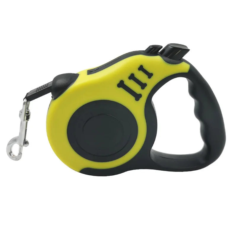 A tangle-free, retractable dog leash with an automatic locking system, perfect for small, medium, and large dogs.