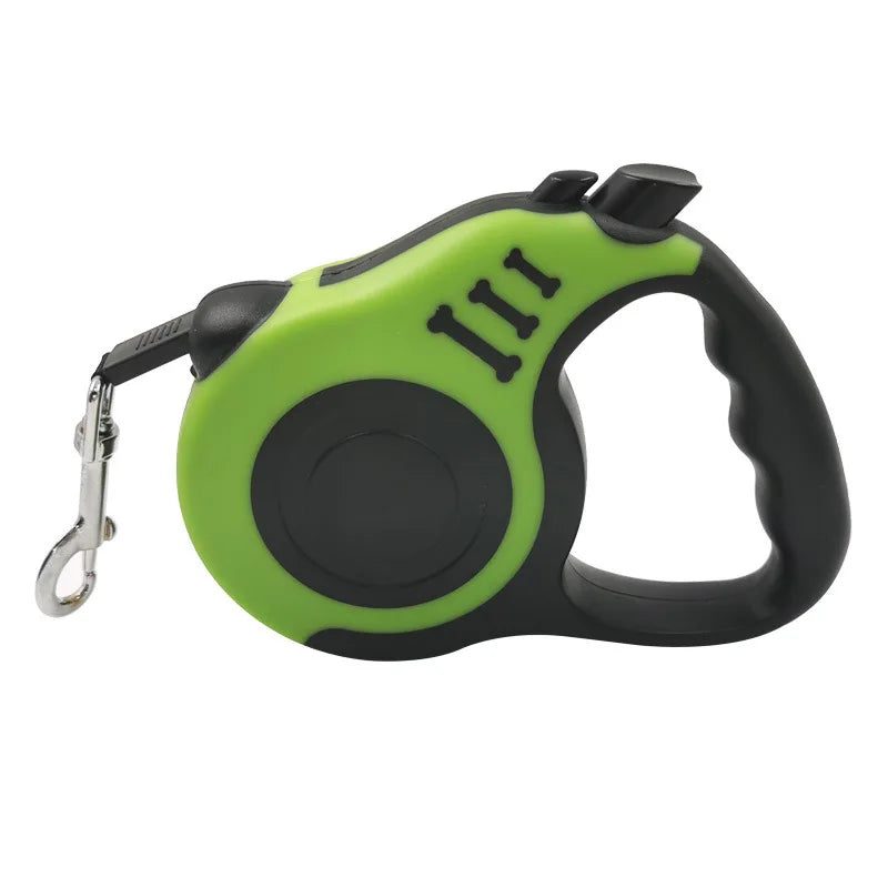 A tangle-free, retractable dog leash with an automatic locking system, perfect for small, medium, and large dogs.