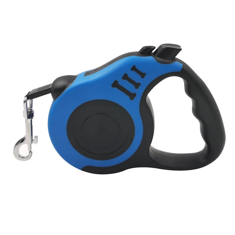 A tangle-free, retractable dog leash with an automatic locking system, perfect for small, medium, and large dogs.