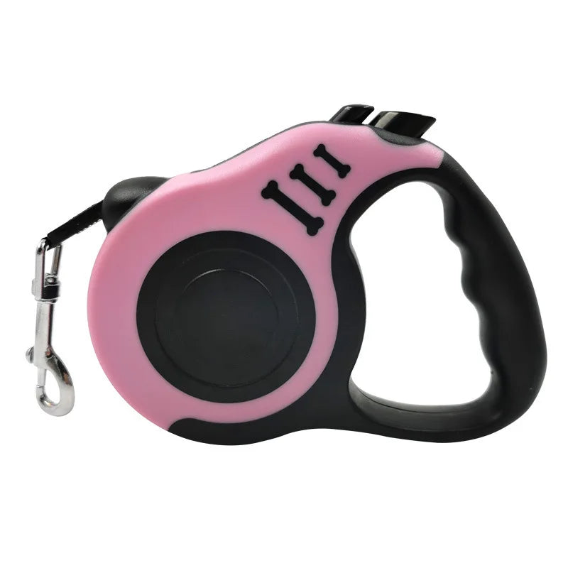 A tangle-free, retractable dog leash with an automatic locking system, perfect for small, medium, and large dogs.