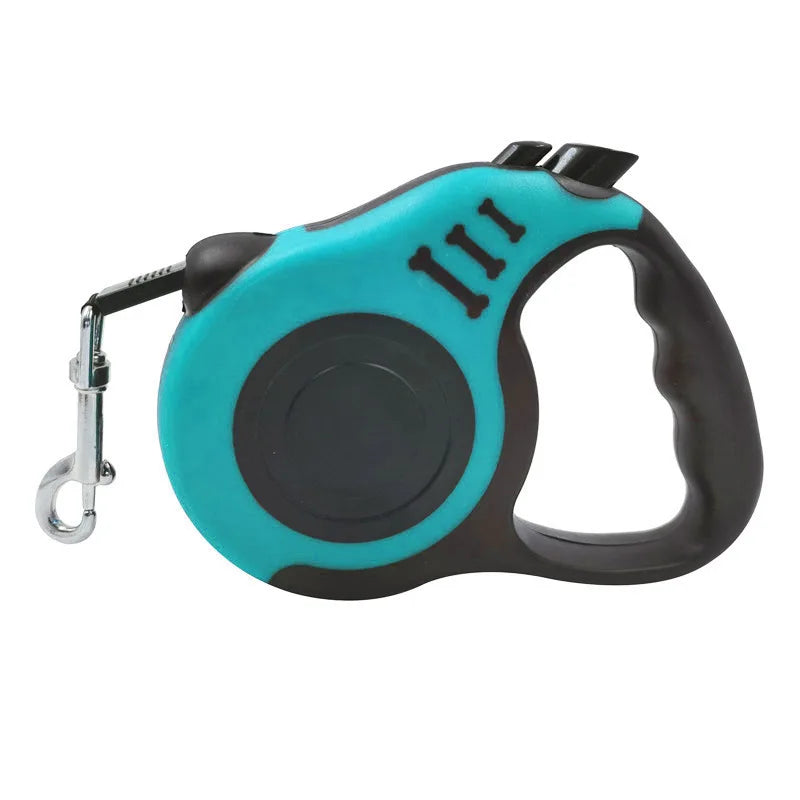 A tangle-free, retractable dog leash with an automatic locking system, perfect for small, medium, and large dogs.