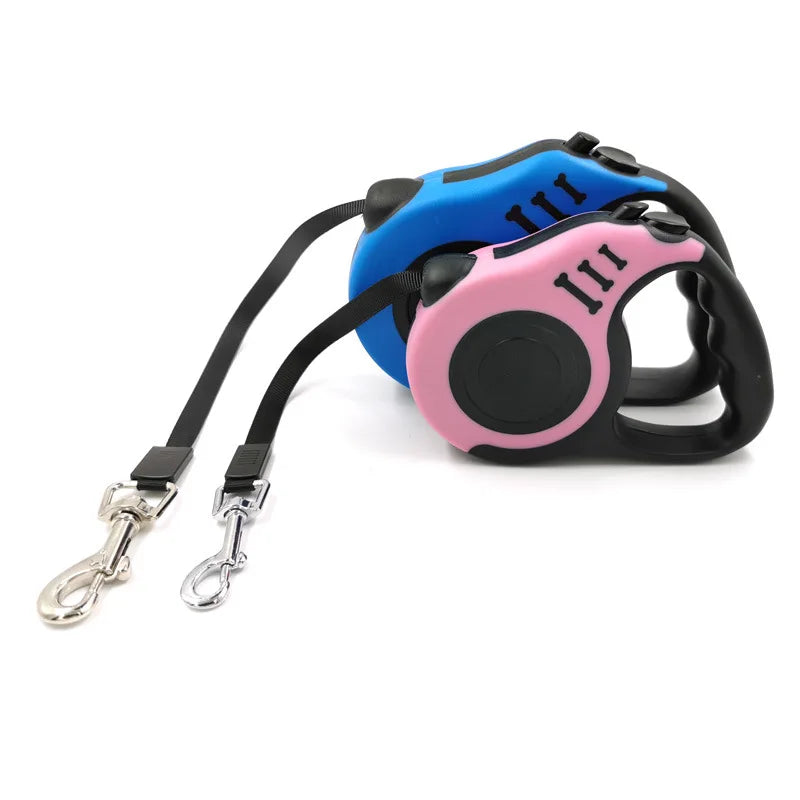 A tangle-free, retractable dog leash with an automatic locking system, perfect for small, medium, and large dogs.