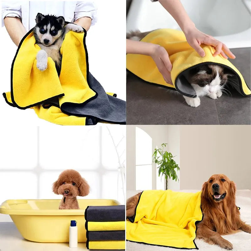 Dry your pet quickly with this ultra-absorbent fiber towel.