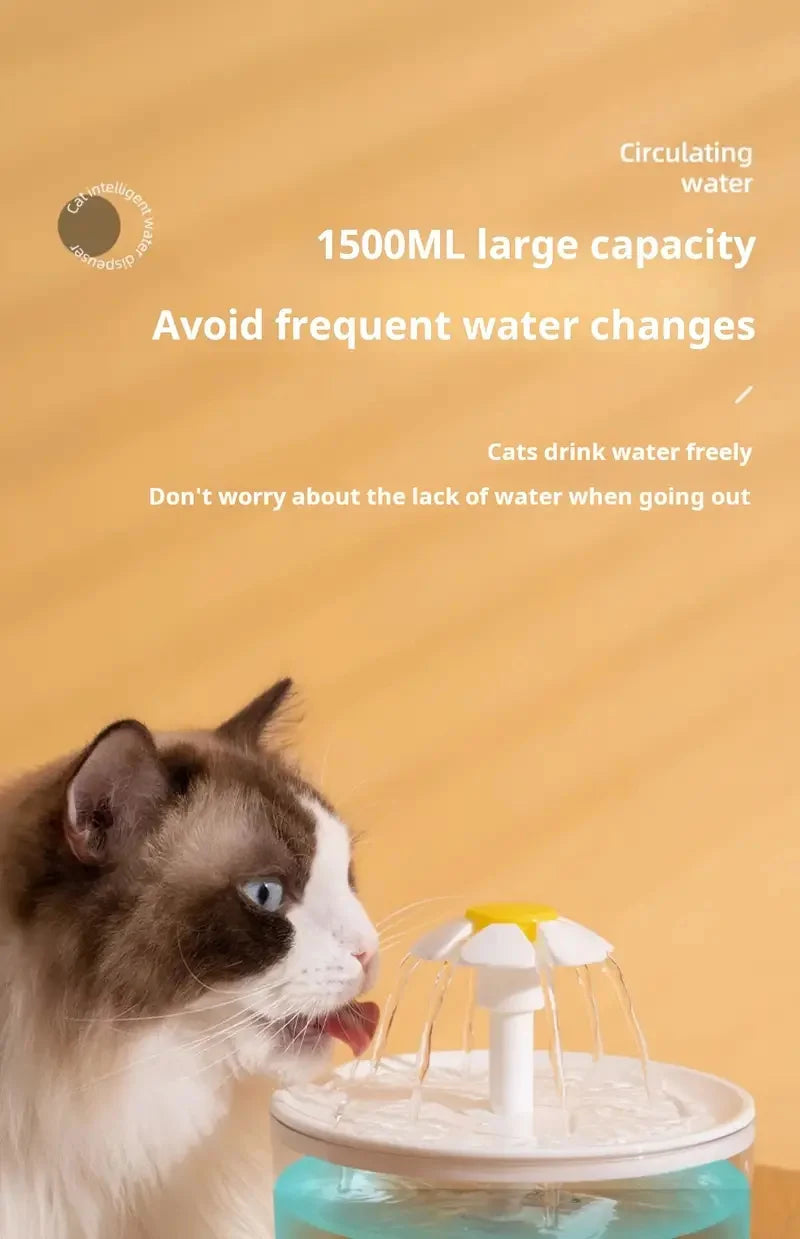 Whisper-Quiet Automatic Pet Water Fountain – Ensure fresh, flowing water for your pets. Crafted from food-grade PP material with low-voltage operation for safety and silent hydration