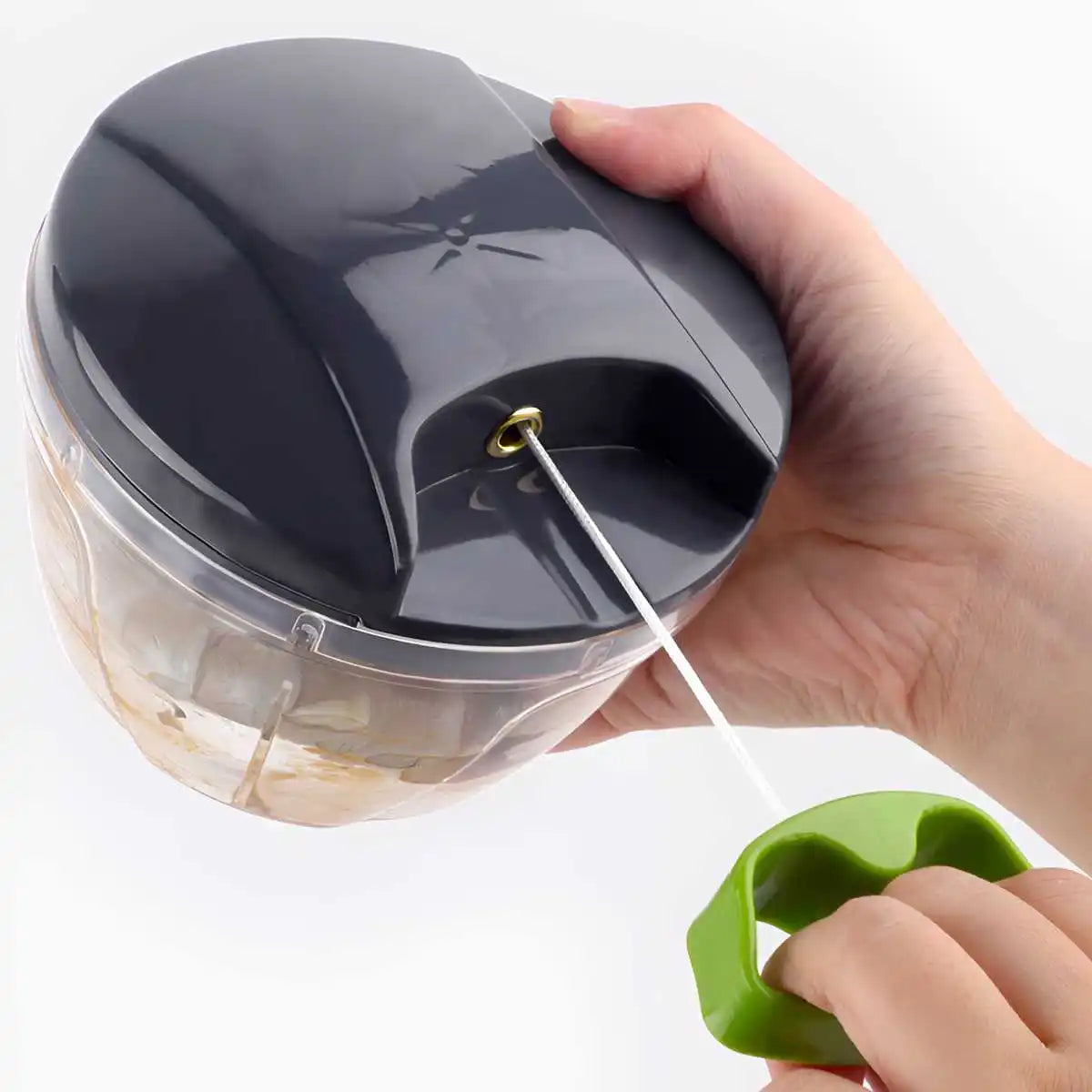 Multipurpose vegetable chopper with interchangeable blades for dicing, slicing, and grating.