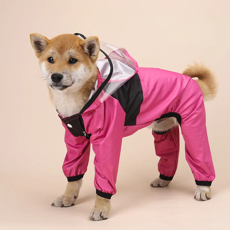 Protect your dog from the rain in style with our waterproof, hooded raincoat. Designed for comfort and durability, this pet raincoat keeps your furry friend dry during rainy walks and outdoor activities