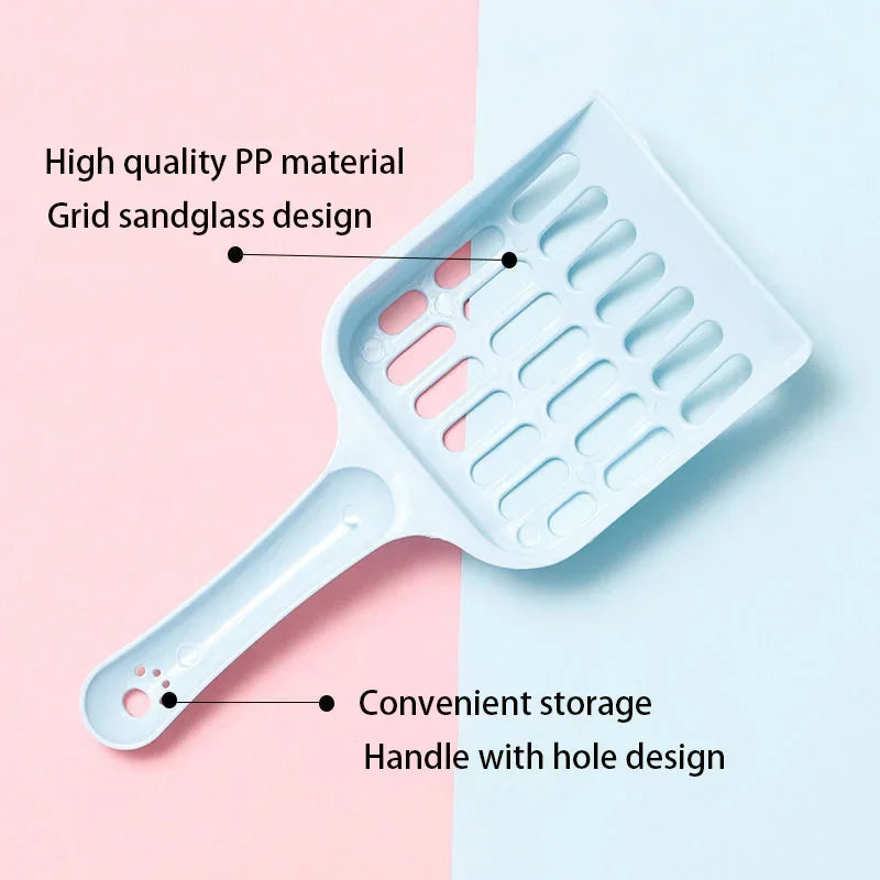 A durable and lightweight cat litter scoop with an ergonomic handle, perfect for cleaning pet litter boxes efficiently.