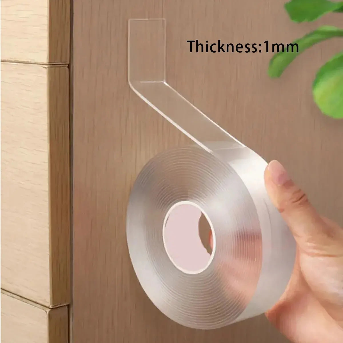 Heavy-duty thick double-sided adhesive tape for secure mounting and bonding on various surfaces.