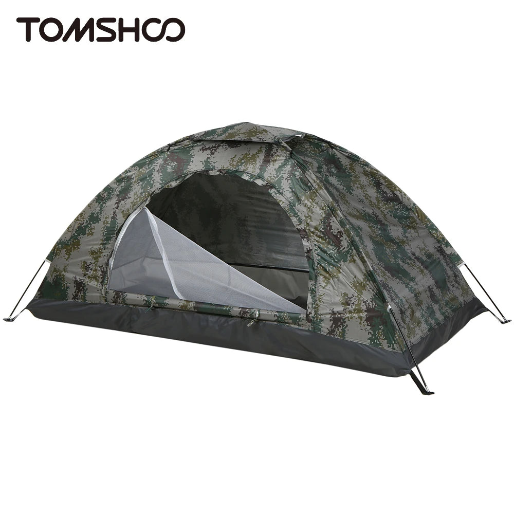 Tomshoo ultralight camping tent for 1-2 people, featuring waterproof fabric and compact portability for outdoor adventures.