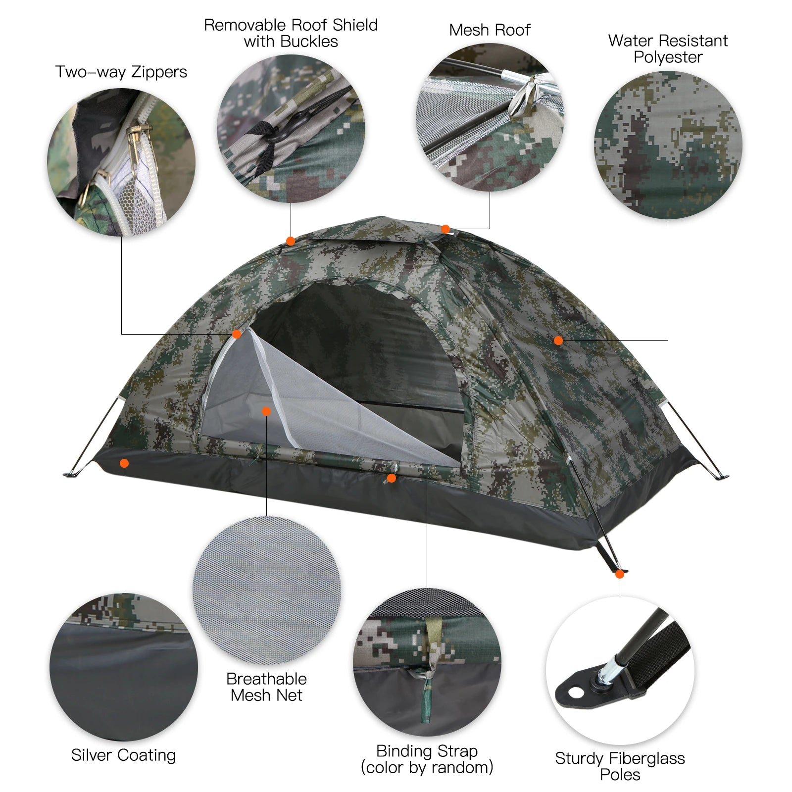 Tomshoo ultralight camping tent for 1-2 people, featuring waterproof fabric and compact portability for outdoor adventures.