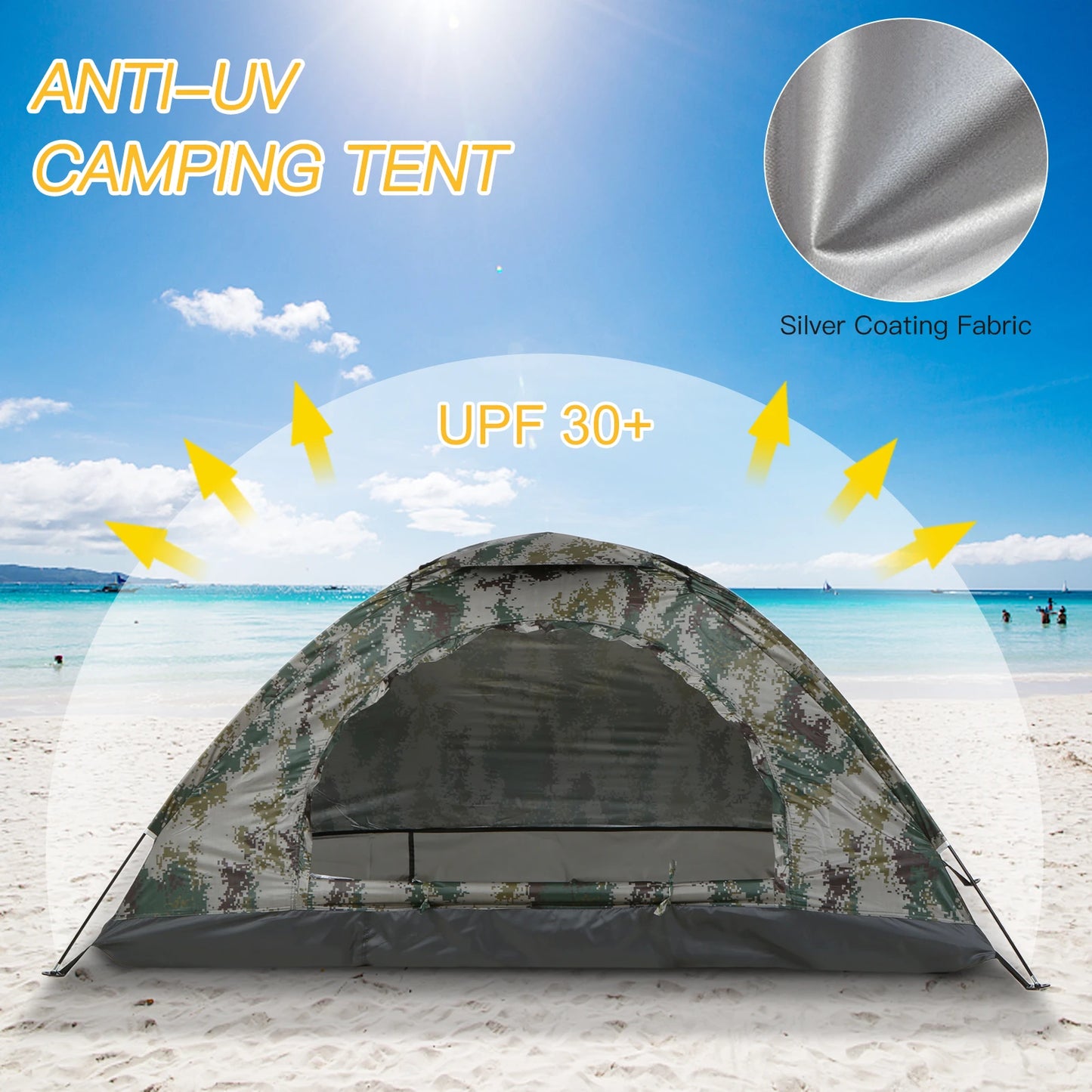 Tomshoo ultralight camping tent for 1-2 people, featuring waterproof fabric and compact portability for outdoor adventures.